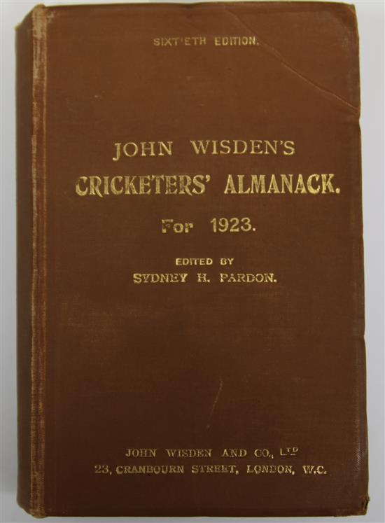 A Wisden Cricketers Almanack for 1923, original hardback binding